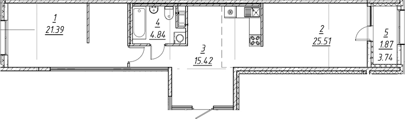 1-комнатная квартира 69.03 м², 4/10 эт., ЖК «е.волюция»