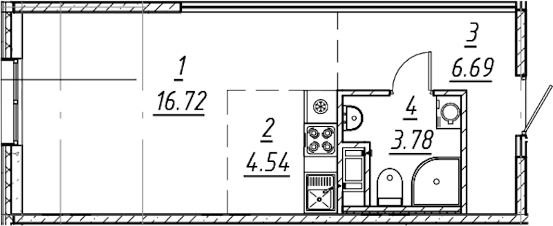 Квартира студия 31.73 м², 4/10 эт., ЖК «е.волюция»