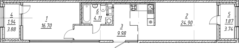 1-комнатная квартира 59.5 м², 2/10 эт., ЖК «е.волюция»