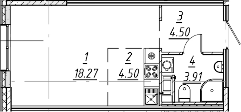 Квартира студия 31.18 м², 2/10 эт., ЖК «е.волюция»