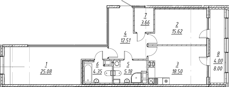 2-комнатная квартира 88.9 м², 3/10 эт., ЖК «е.волюция»