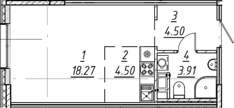 Квартира студия 31.18 м², 4/10 эт., ЖК «е.волюция»