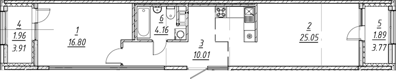 1-комнатная квартира 59.87 м², 6/10 эт., ЖК «е.волюция»