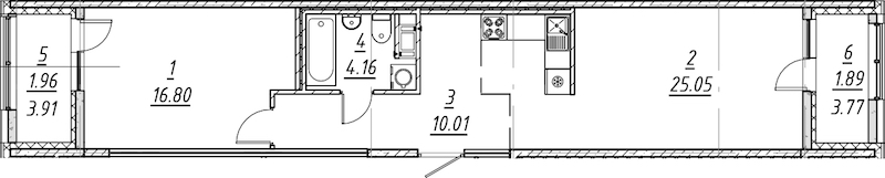 1-комнатная квартира 59.87 м², 9/10 эт., ЖК «е.волюция»