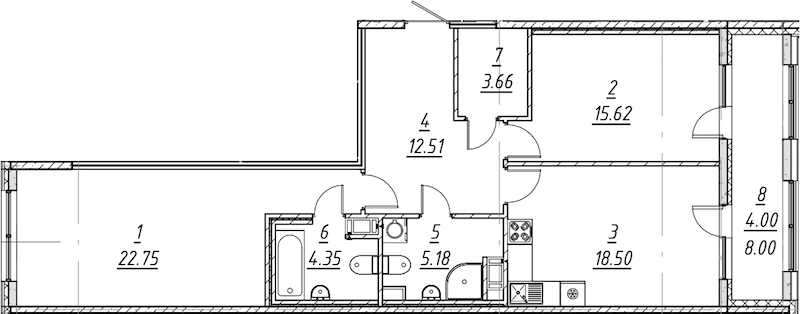 2-комнатная квартира 86.57 м², 9/10 эт., ЖК «е.волюция»