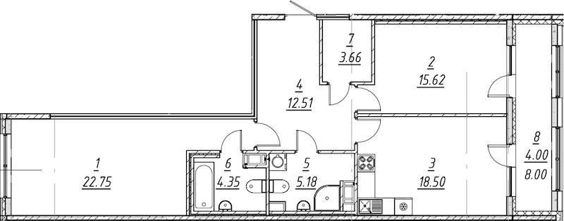 2-комнатная квартира 86.57 м², 10/10 эт., ЖК «е.волюция»