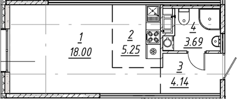 Квартира студия 31.08 м², 2/10 эт., ЖК «е.волюция»