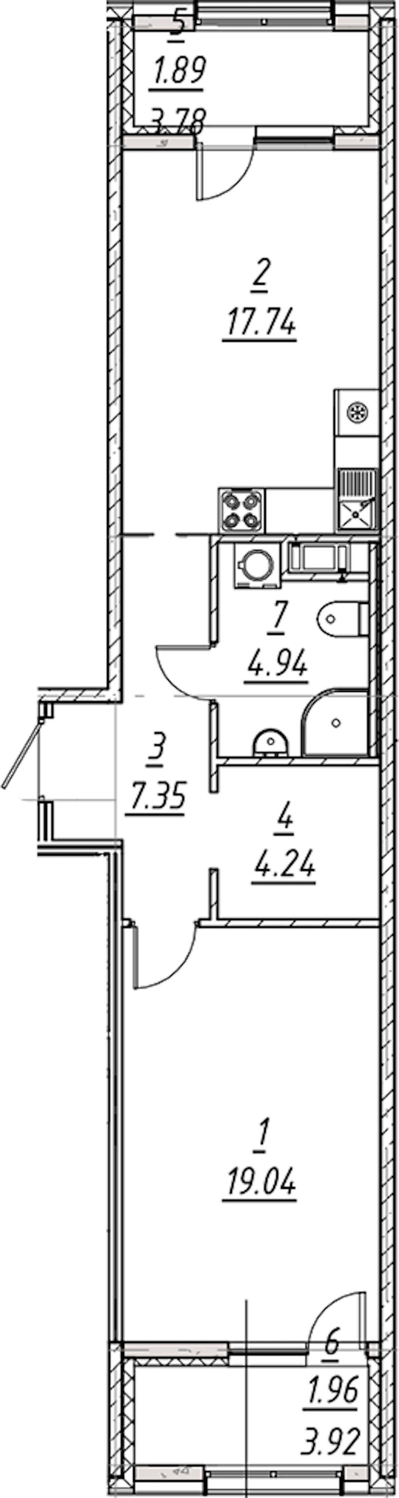 1-комнатная квартира 57.16 м², 2/10 эт., ЖК «е.волюция»