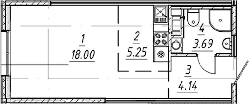 Квартира студия 31.08 м², 4/10 эт., ЖК «е.волюция»