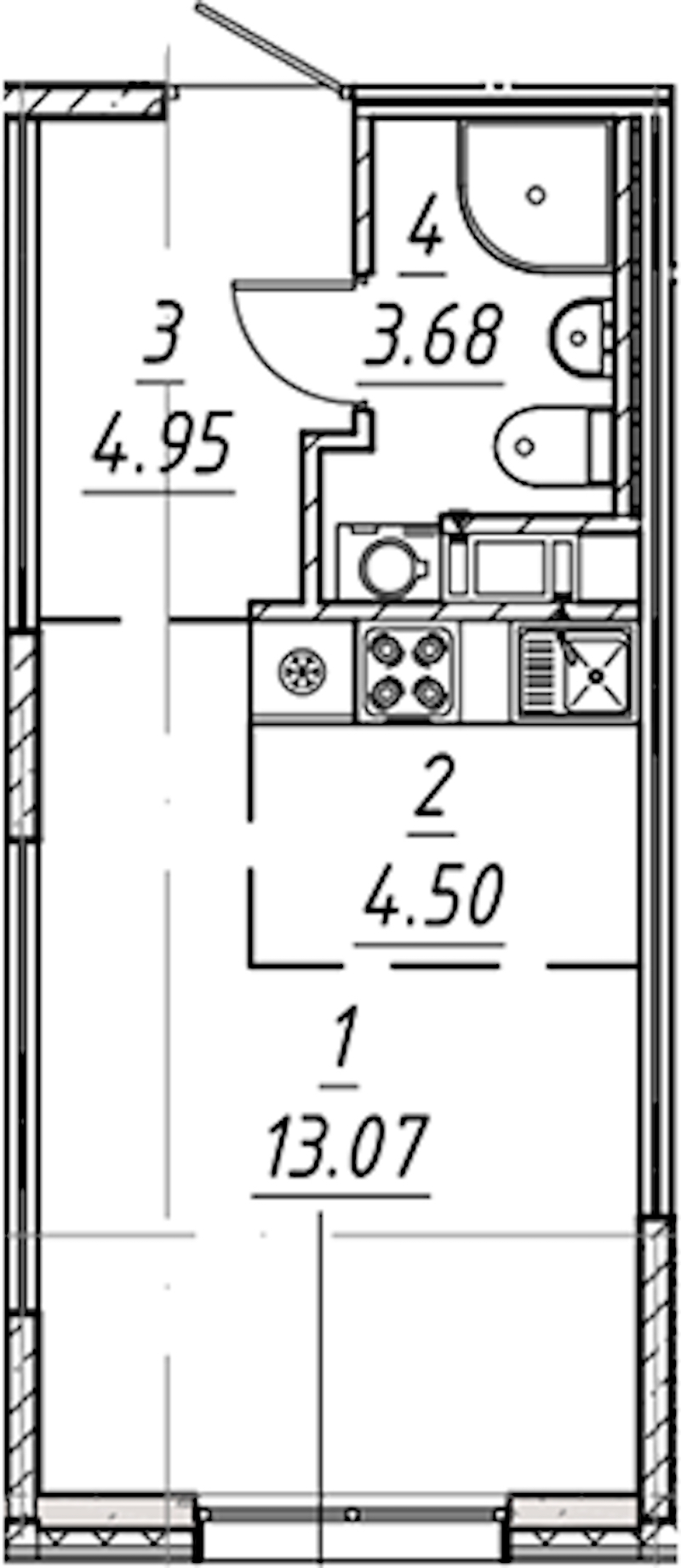 Квартира студия 26.2 м², 4/10 эт., ЖК «е.волюция»