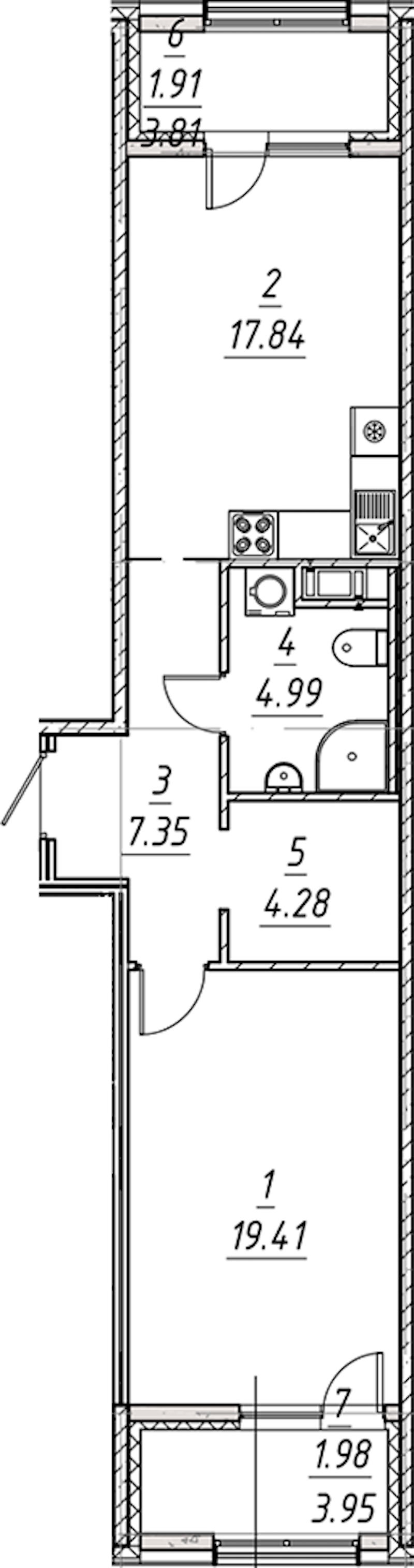 1-комнатная квартира 57.76 м², 4/10 эт., ЖК «е.волюция»