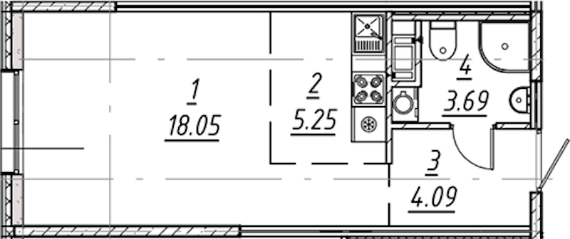 Квартира студия 31.08 м², 5/10 эт., ЖК «е.волюция»