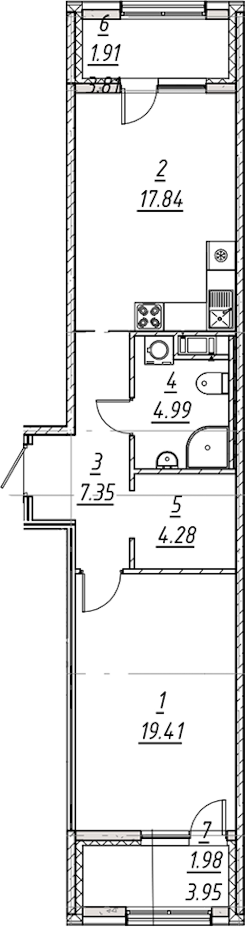 1-комнатная квартира 57.76 м², 5/10 эт., ЖК «е.волюция»