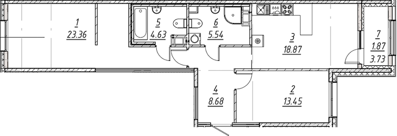 2-комнатная квартира 76.4 м², 6/10 эт., ЖК «е.волюция»