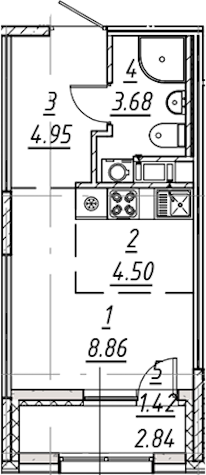 Квартира студия 23.41 м², 8/10 эт., ЖК «е.волюция»