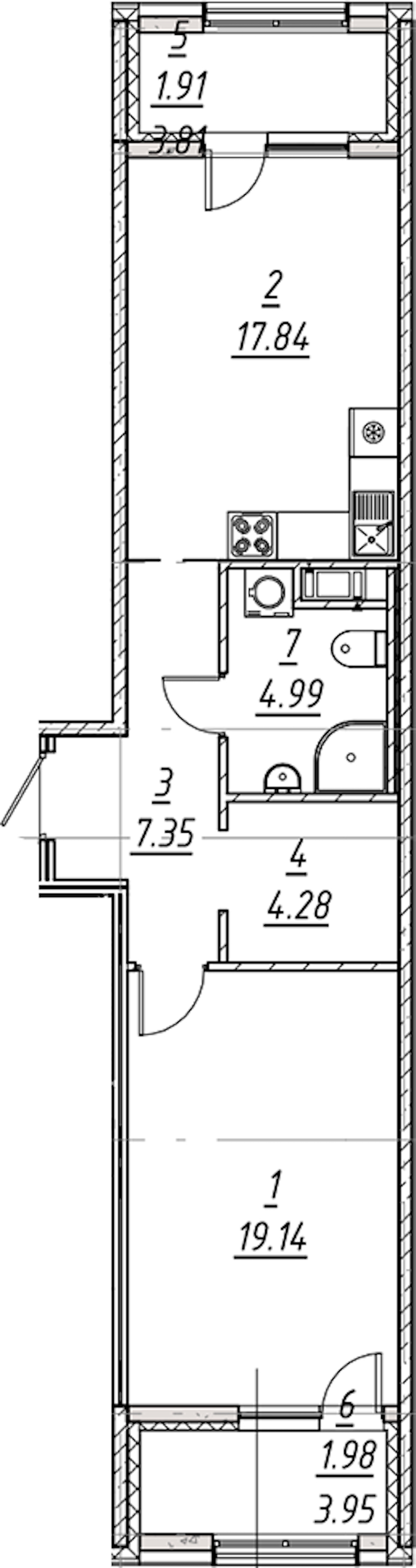 1-комнатная квартира 57.49 м², 8/10 эт., ЖК «е.волюция»