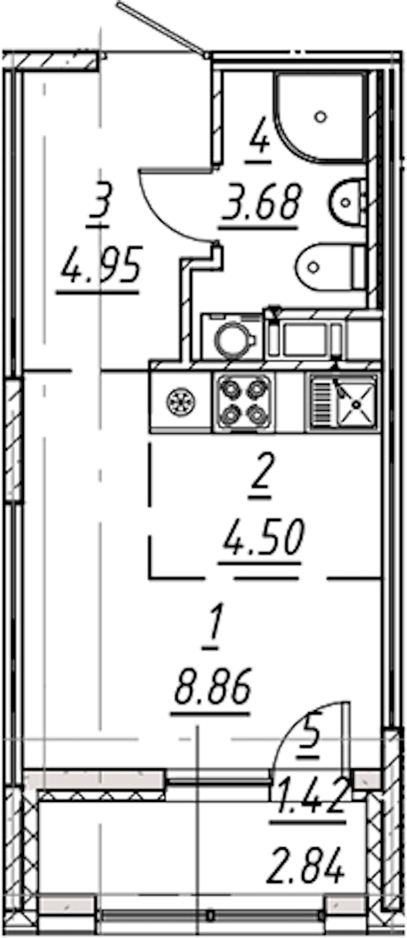 Квартира студия 23.41 м², 9/10 эт., ЖК «е.волюция»