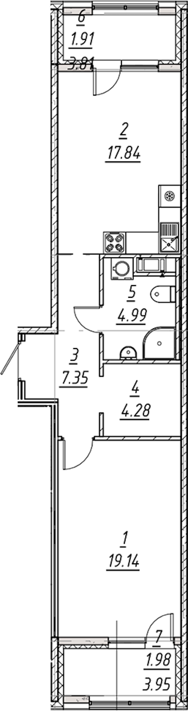 1-комнатная квартира 57.49 м², 9/10 эт., ЖК «е.волюция»