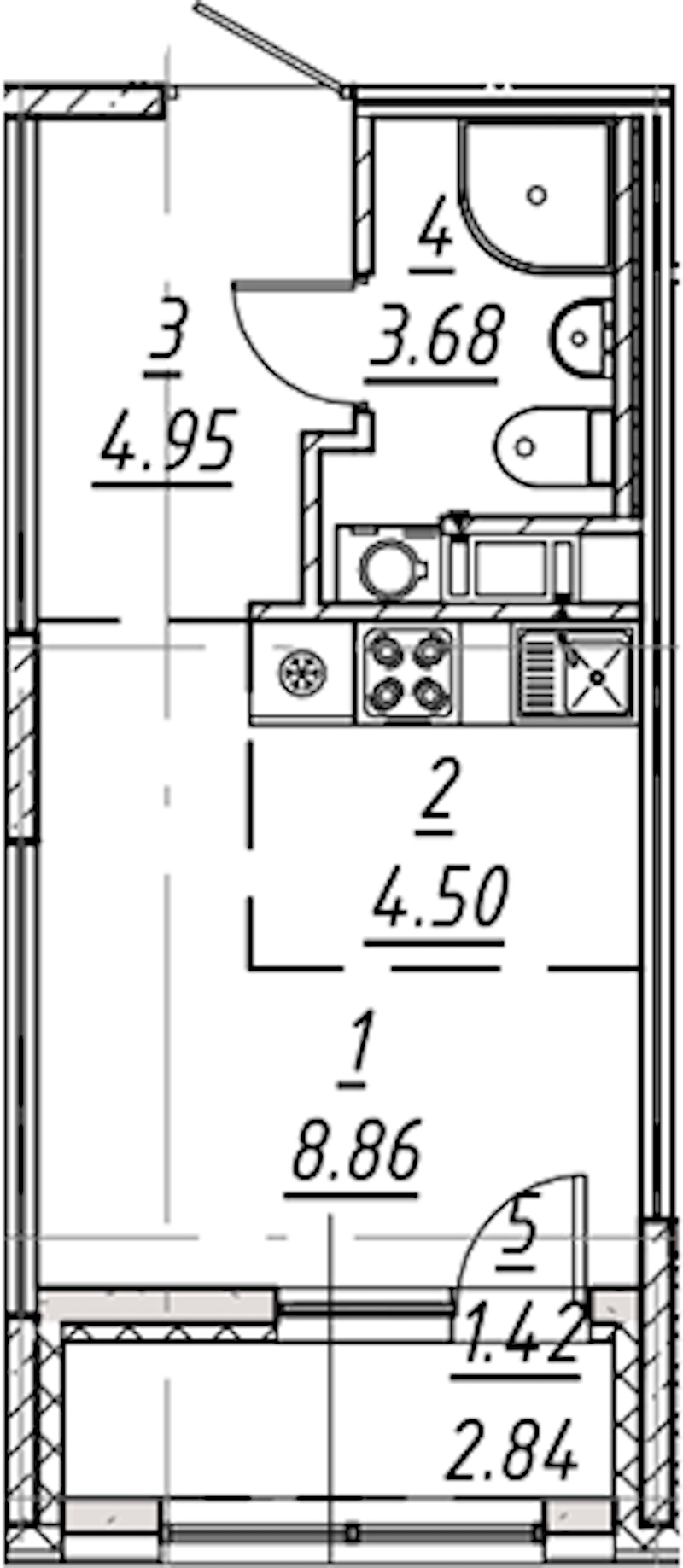 Квартира студия 23.41 м², 10/10 эт., ЖК «е.волюция»
