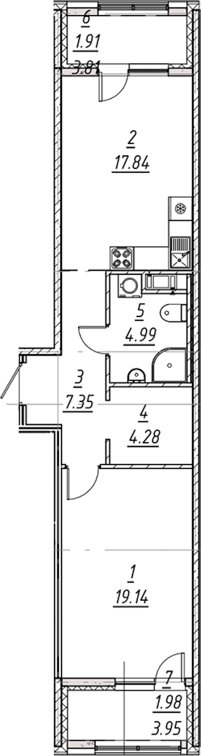 1-комнатная квартира 57.49 м², 10/10 эт., ЖК «е.волюция»