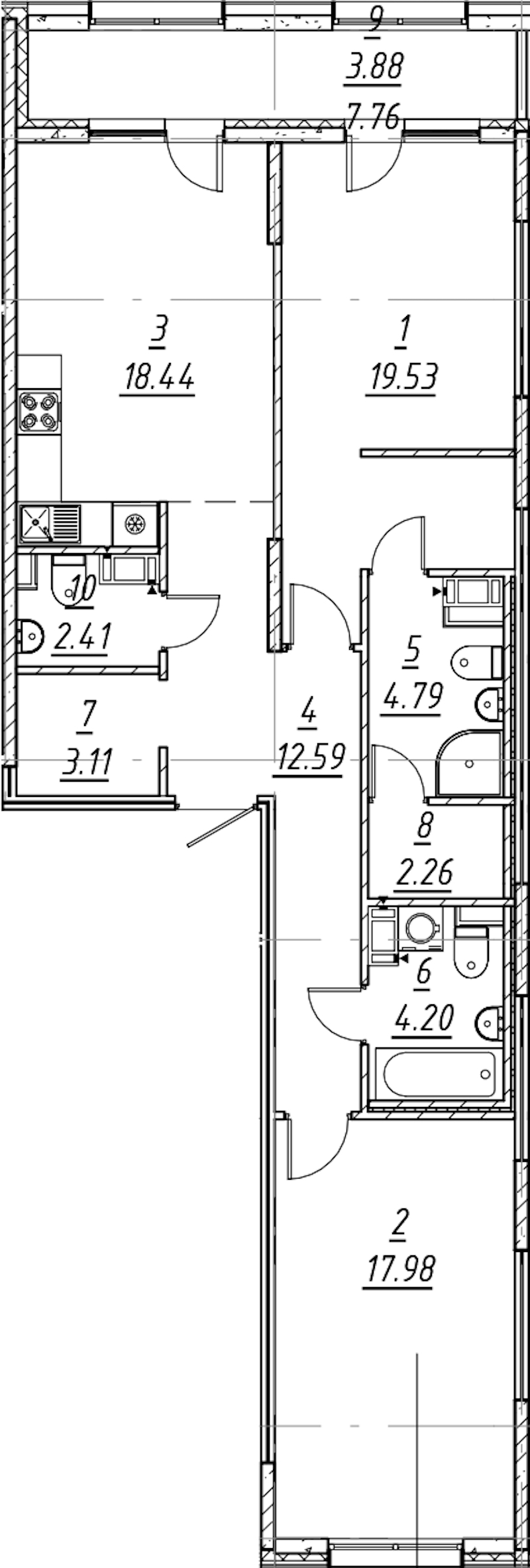 2-комнатная квартира 89.19 м², 2/11 эт., ЖК «е.волюция»