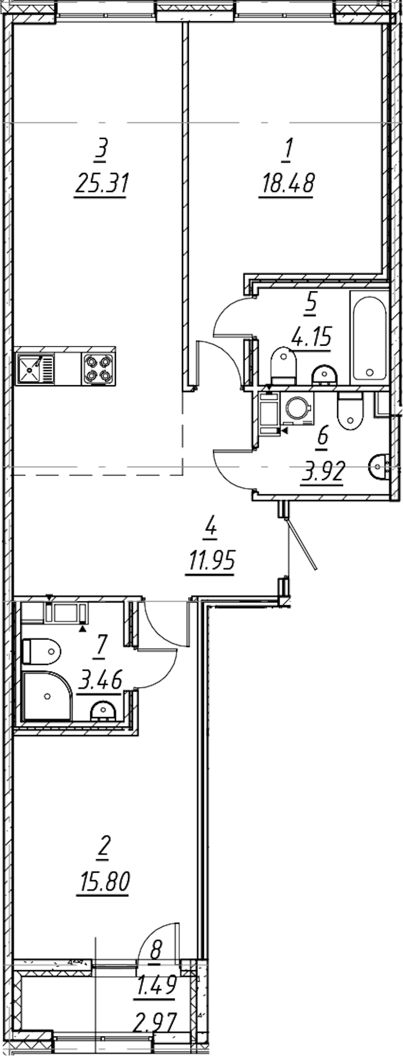 2-комнатная квартира 84.56 м², 4/11 эт., ЖК «е.волюция»