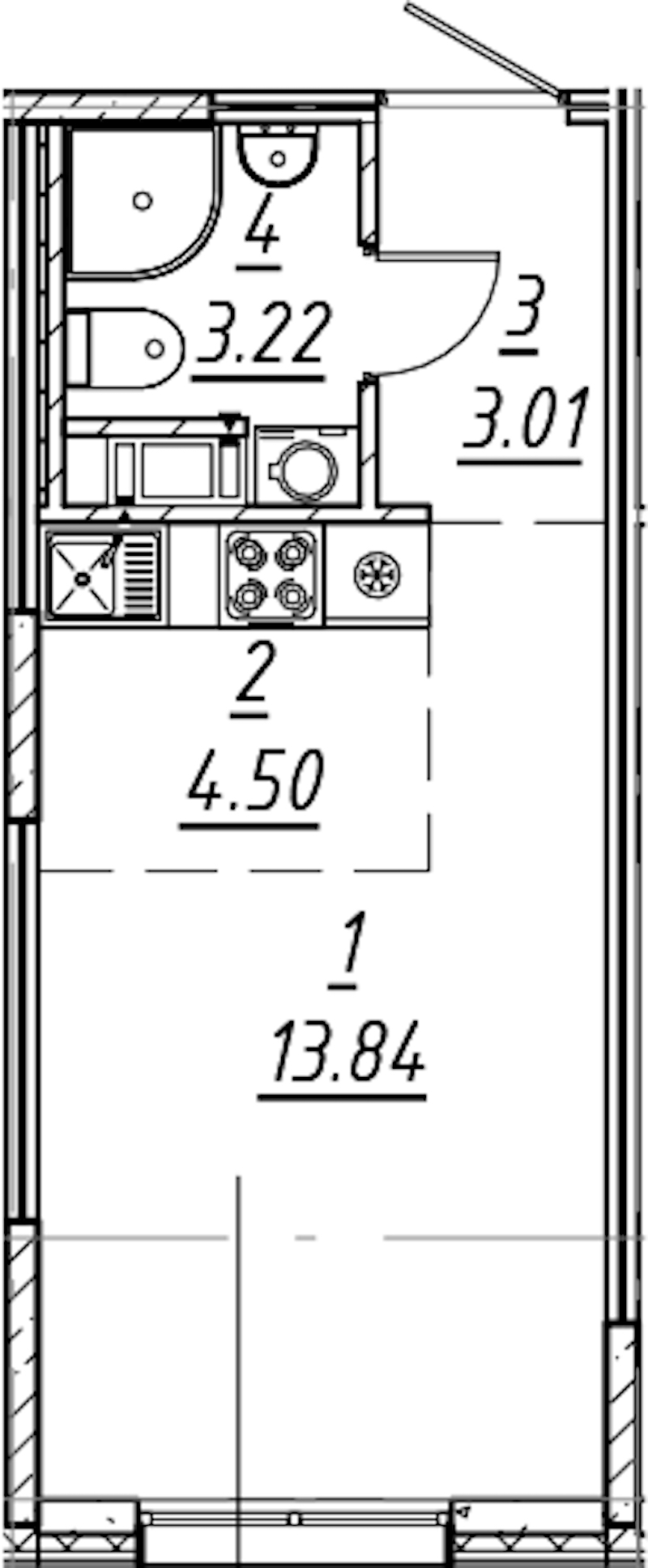 Квартира студия 24.57 м², 4/11 эт., ЖК «е.волюция»