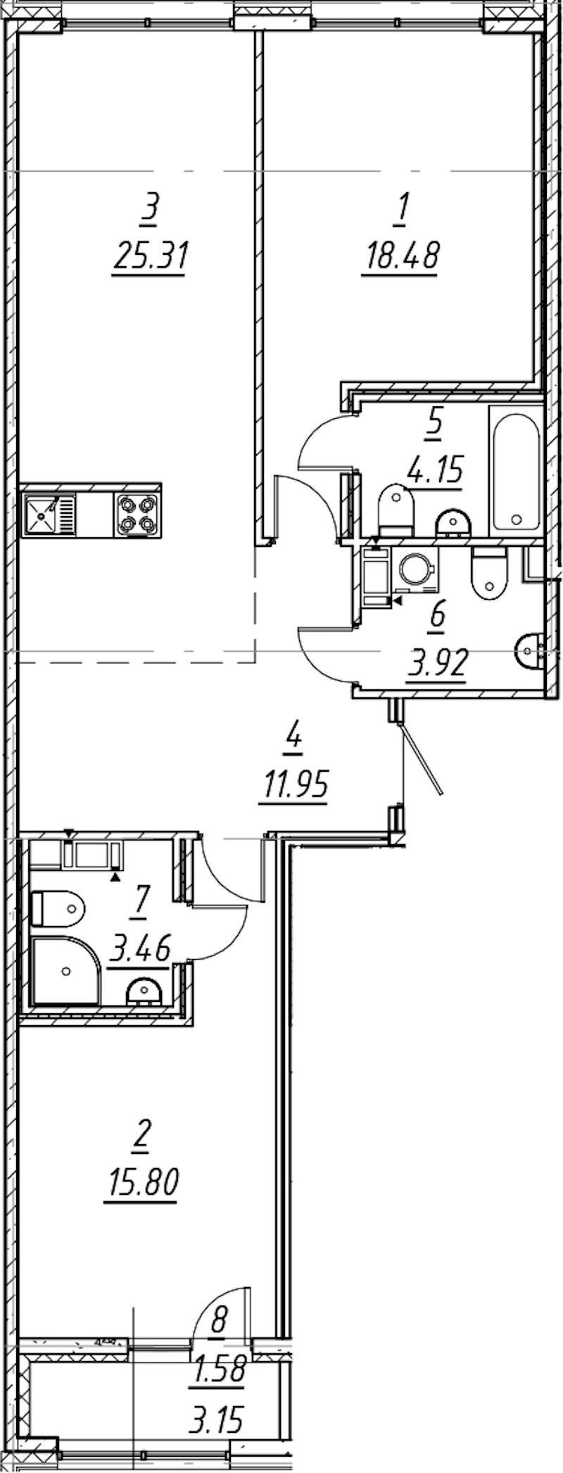 2-комнатная квартира 84.65 м², 10/11 эт., ЖК «е.волюция»