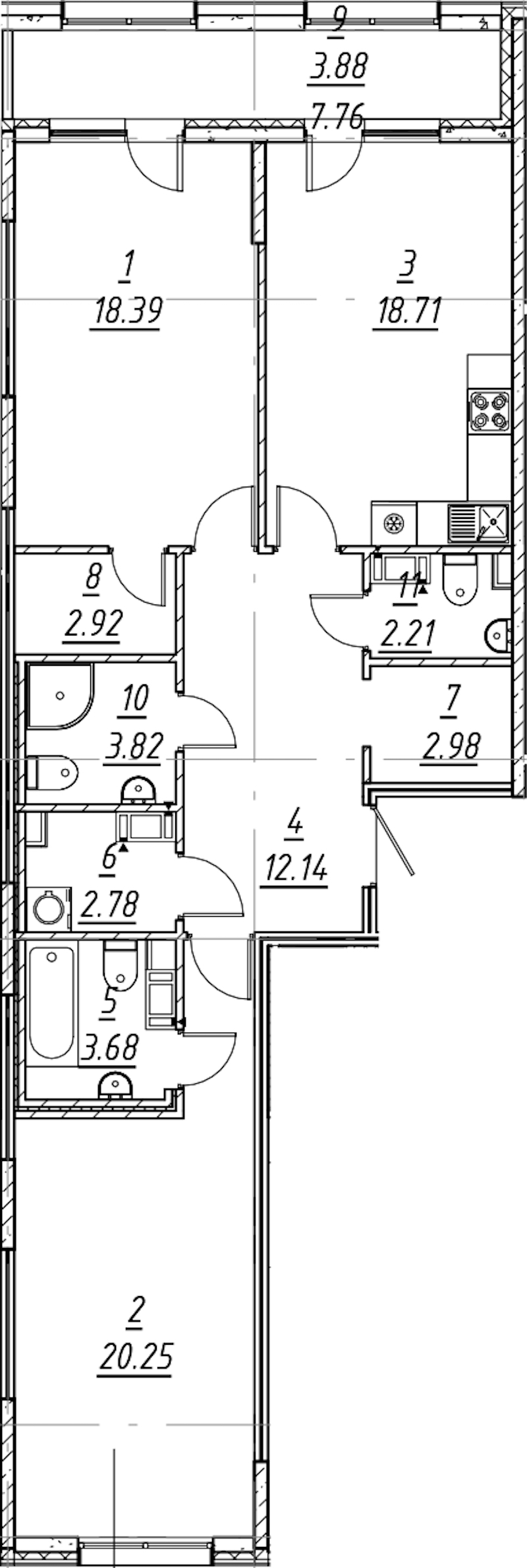 2-комнатная квартира 91.76 м², 2/11 эт., ЖК «е.волюция»
