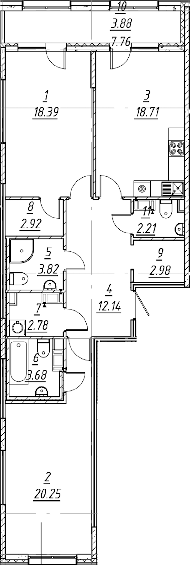 2-комнатная квартира 91.76 м², 3/11 эт., ЖК «е.волюция»