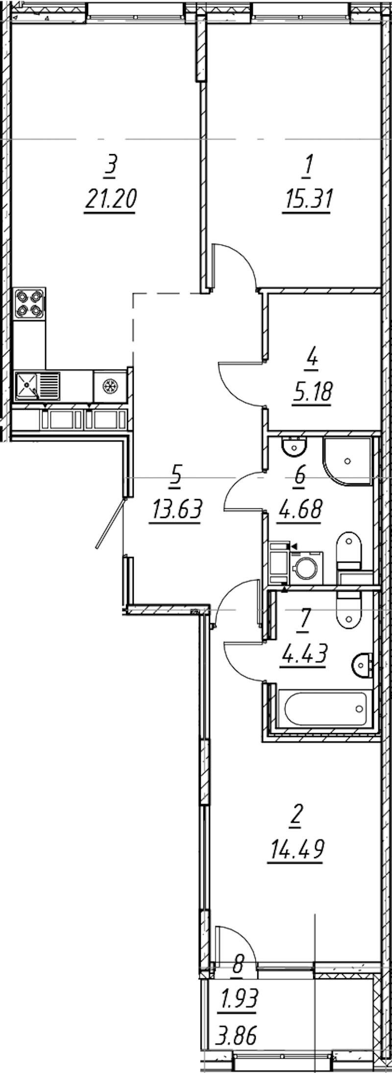 2-комнатная квартира 80.85 м², 4/11 эт., ЖК «е.волюция»