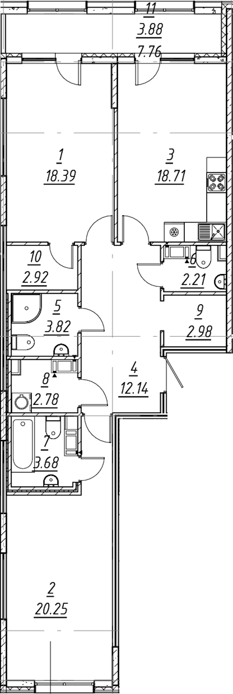 2-комнатная квартира 91.76 м², 5/11 эт., ЖК «е.волюция»