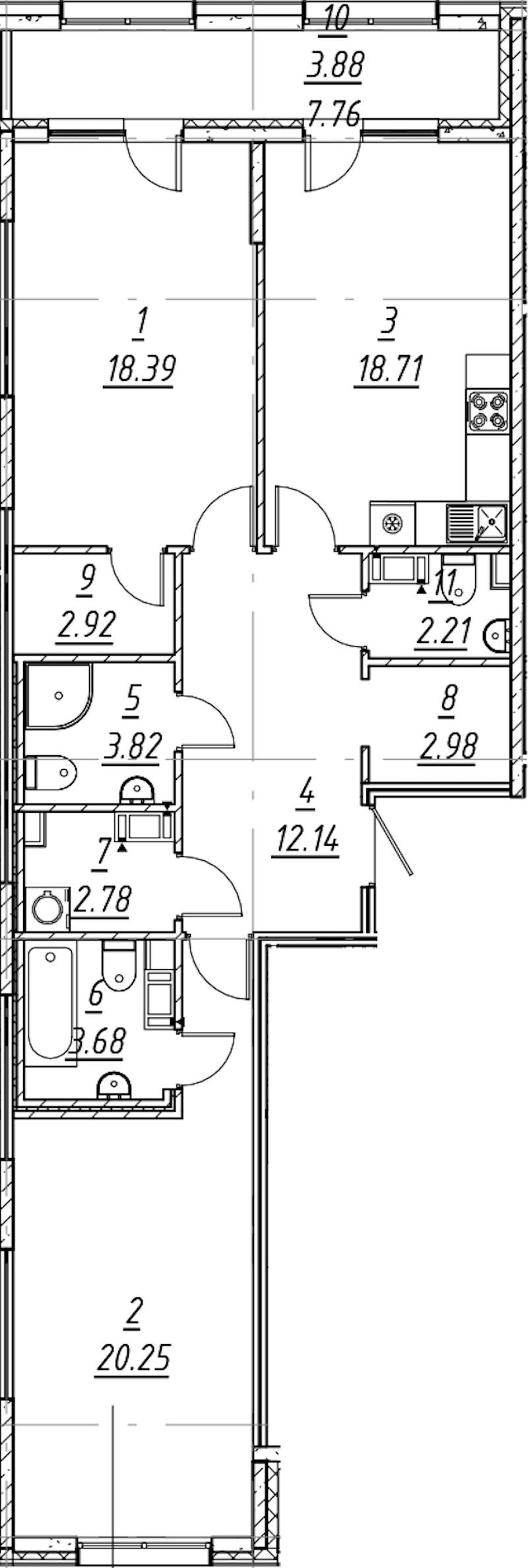 2-комнатная квартира 91.76 м², 6/11 эт., ЖК «е.волюция»