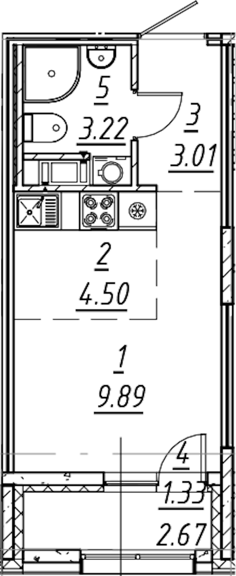 Квартира студия 21.95 м², 8/11 эт., ЖК «е.волюция»