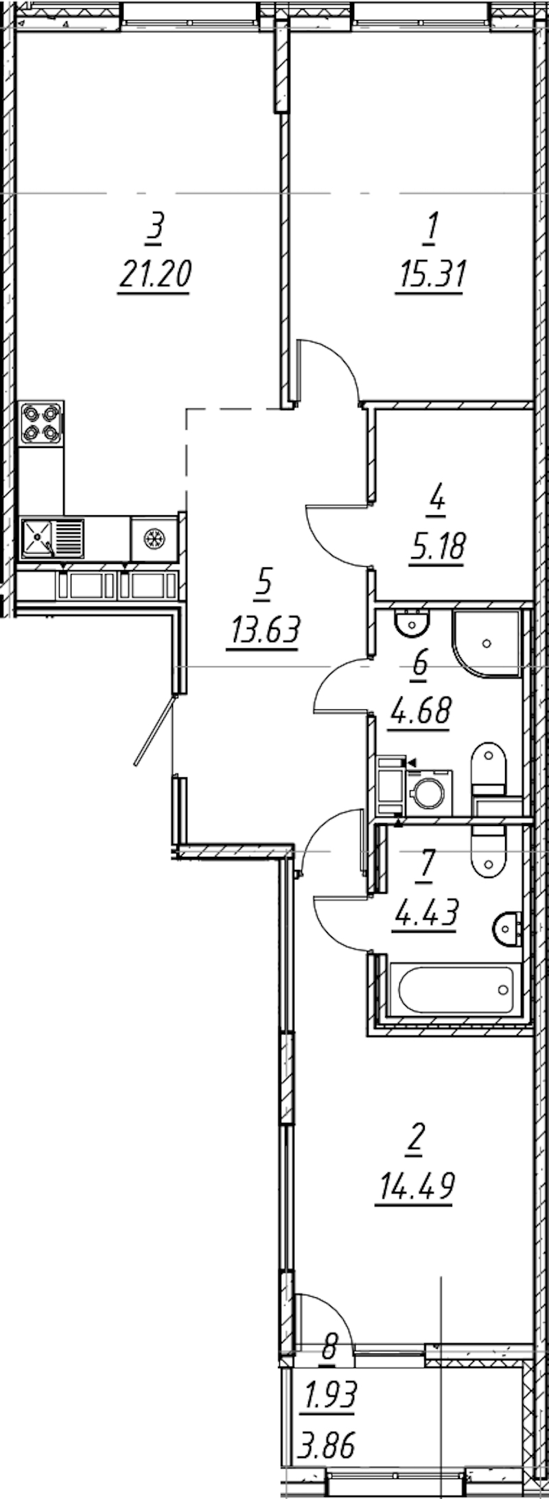 2-комнатная квартира 80.85 м², 9/11 эт., ЖК «е.волюция»