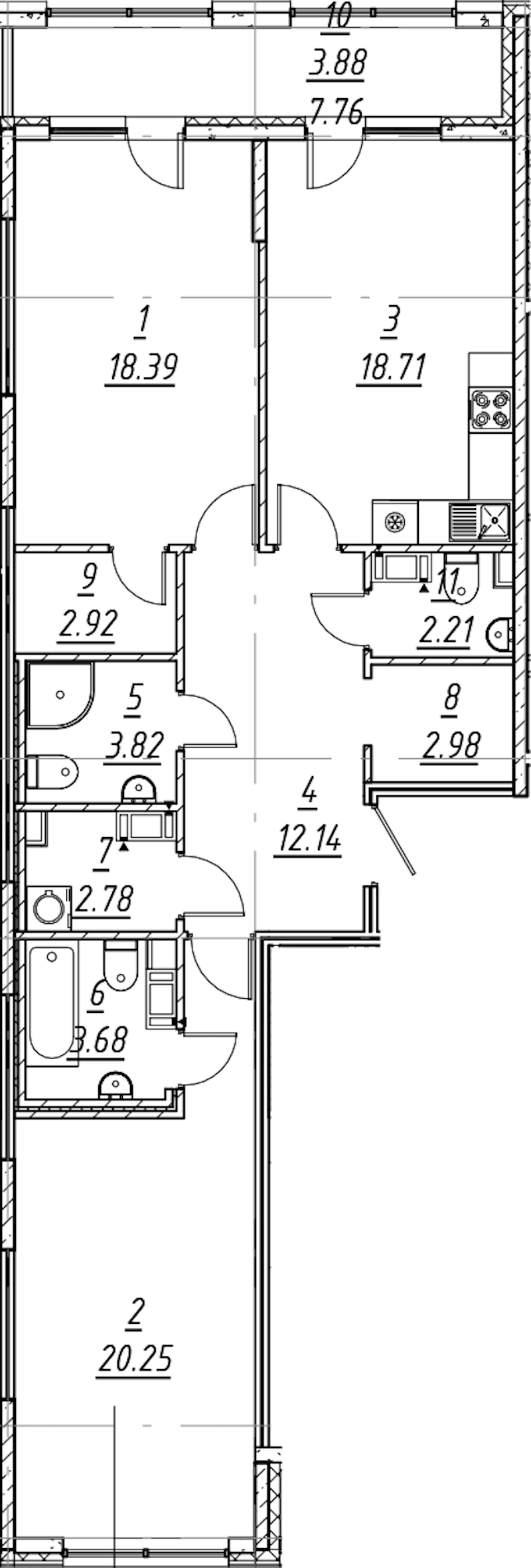 2-комнатная квартира 91.76 м², 10/11 эт., ЖК «е.волюция»