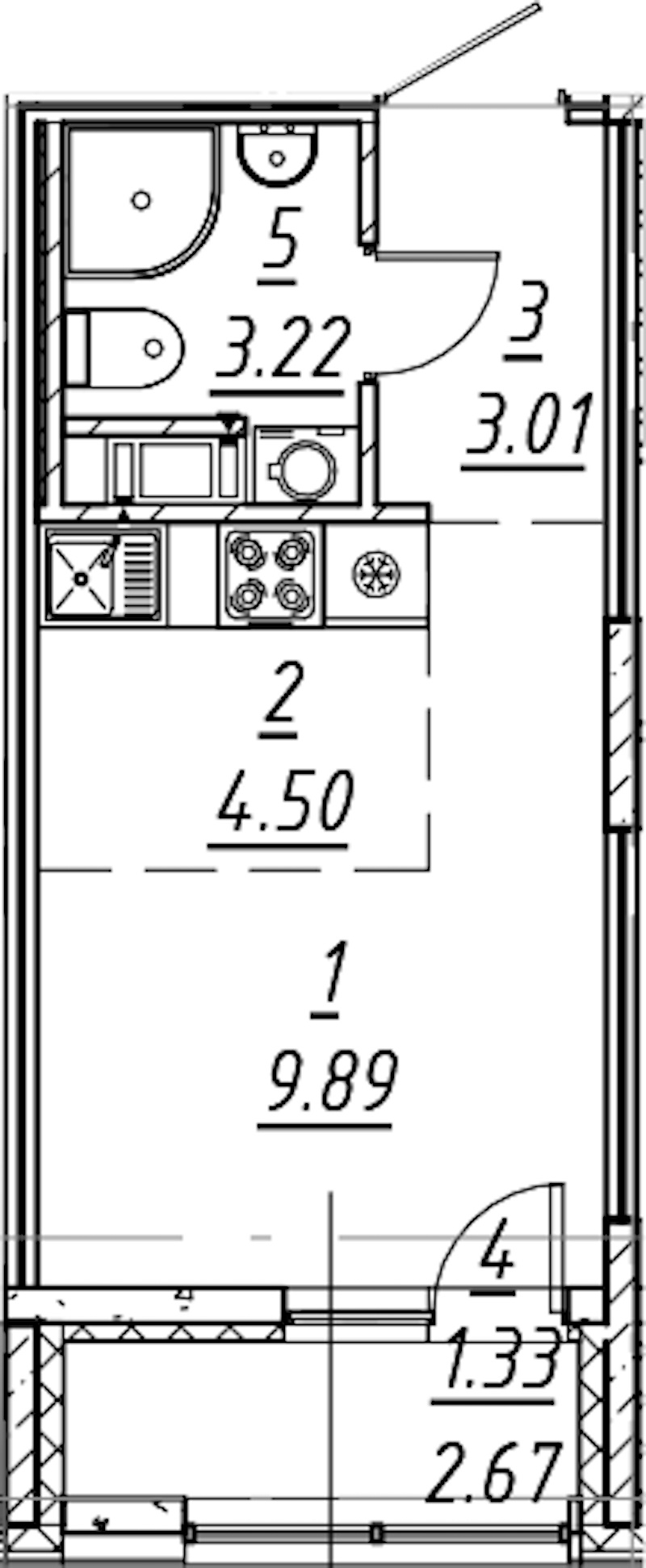 Квартира студия 21.95 м², 10/11 эт., ЖК «е.волюция»