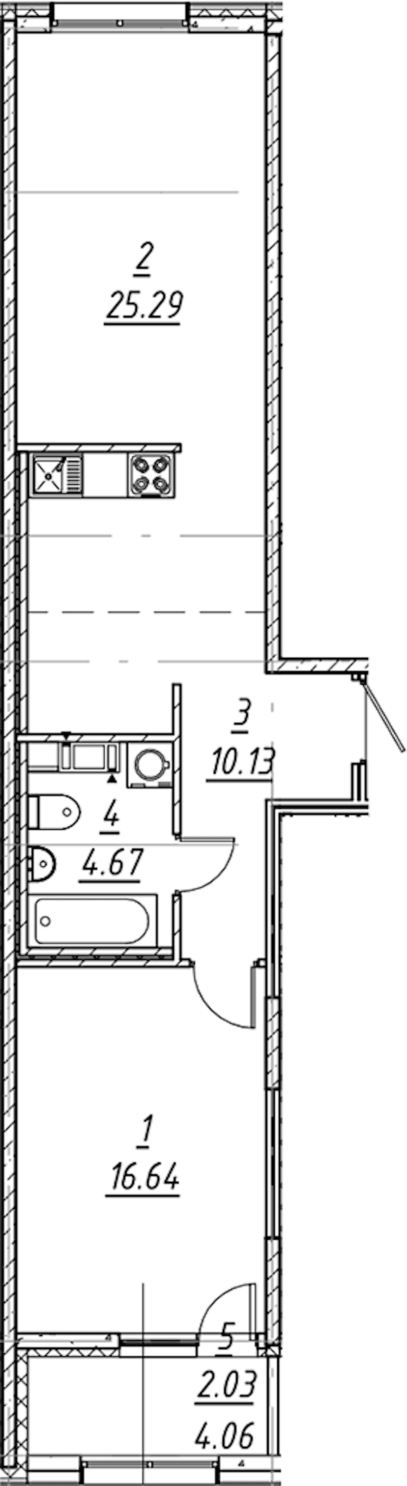 1-комнатная квартира 58.76 м², 2/11 эт., ЖК «е.волюция»