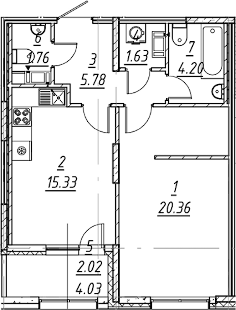 1-комнатная квартира 51.08 м², 2/11 эт., ЖК «е.волюция»