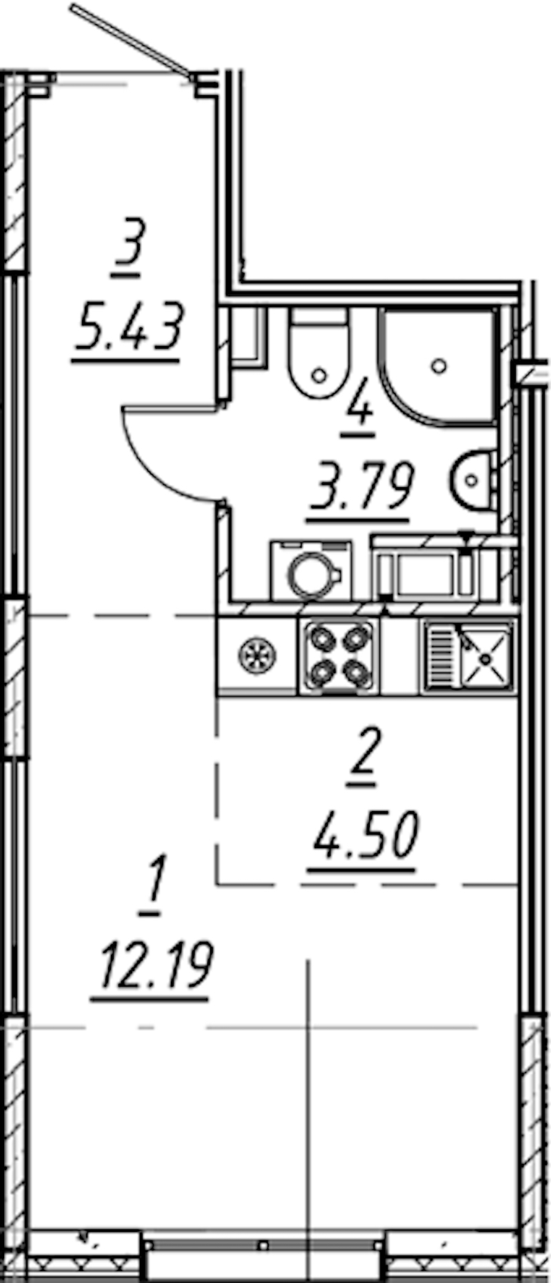 Квартира студия 25.91 м², 3/11 эт., ЖК «е.волюция»