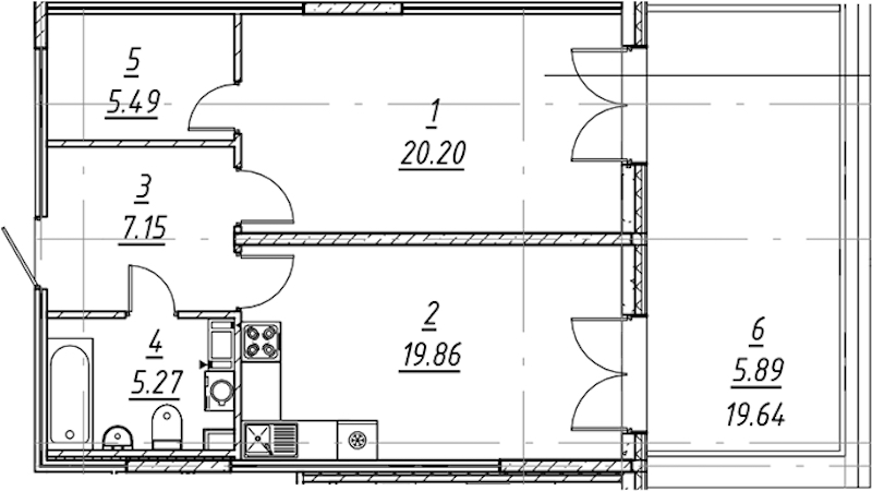 1-комнатная квартира 63.86 м², 3/11 эт., ЖК «е.волюция»