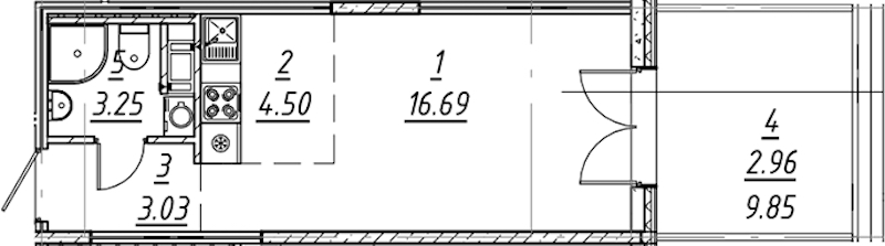 Квартира студия 30.43 м², 3/11 эт., ЖК «е.волюция»