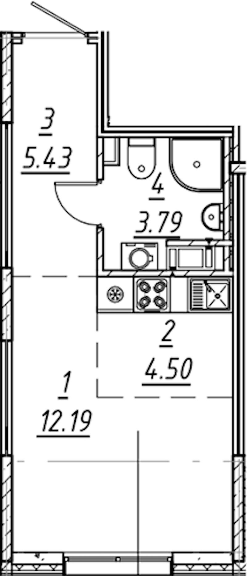 Квартира студия 25.91 м², 4/11 эт., ЖК «е.волюция»