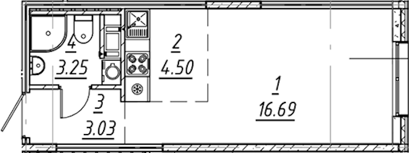 Квартира студия 27.47 м², 4/11 эт., ЖК «е.волюция»