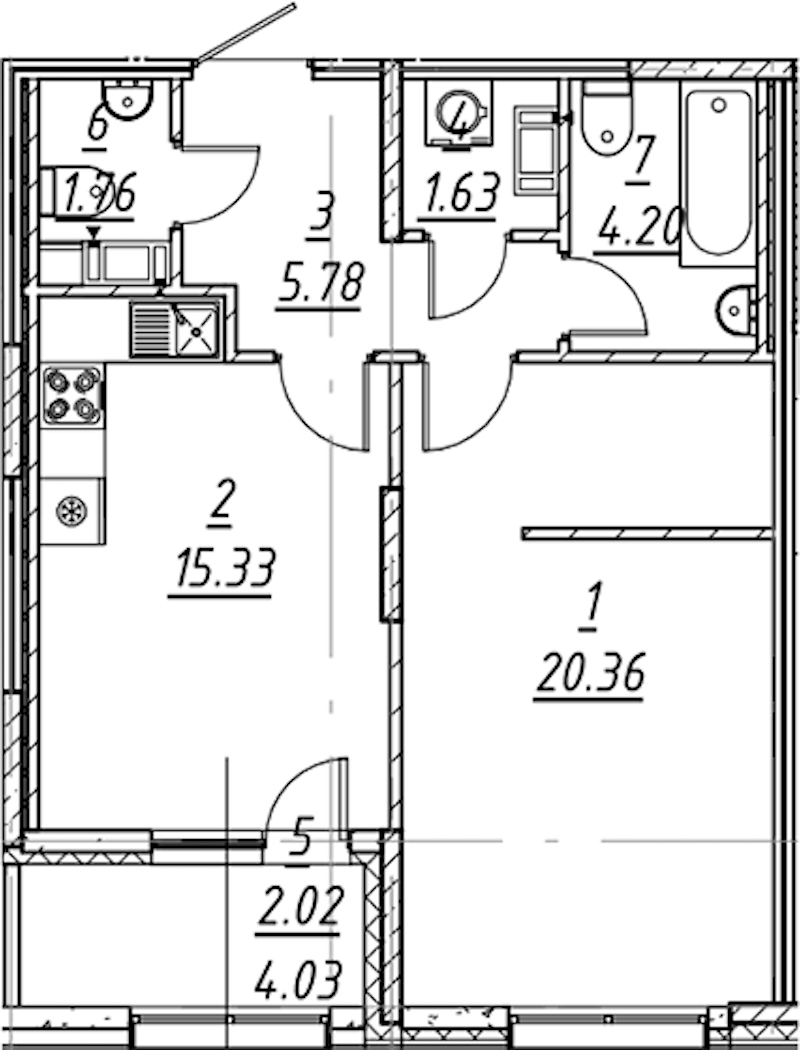 1-комнатная квартира 51.08 м², 5/11 эт., ЖК «е.волюция»
