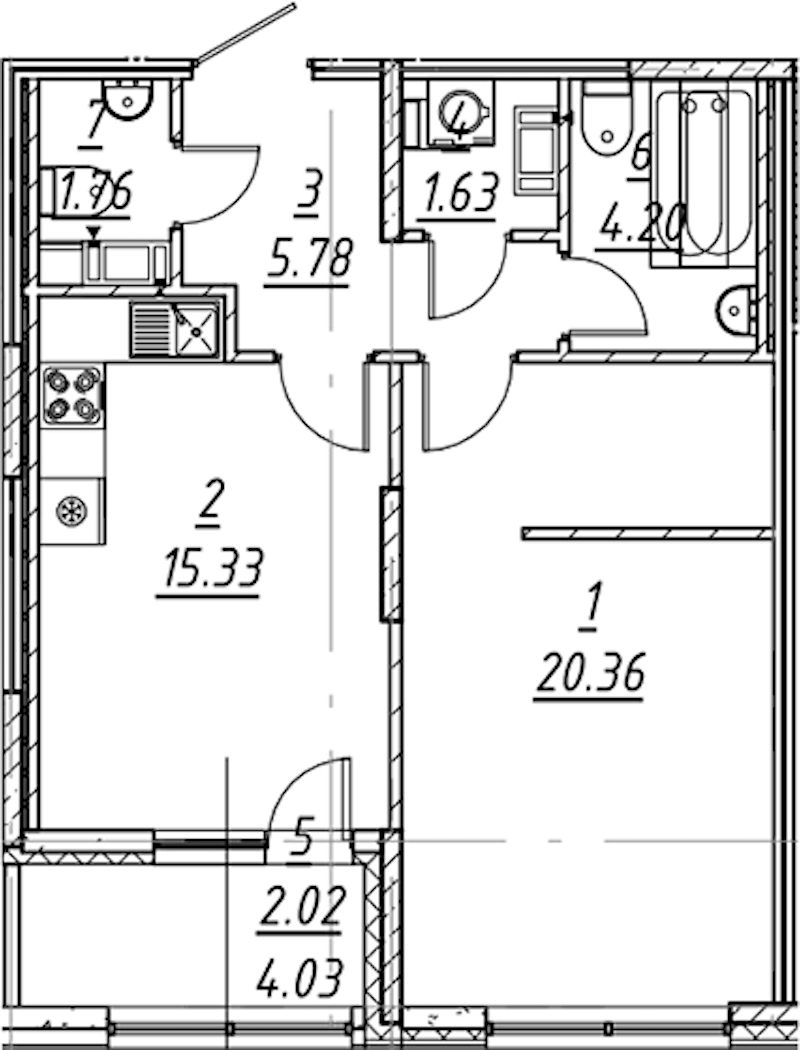 1-комнатная квартира 51.08 м², 11/11 эт., ЖК «е.волюция»