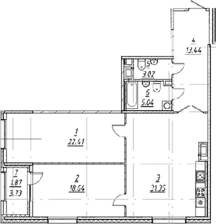 2-комнатная квартира 95.77 м², 2/11 эт., ЖК «е.волюция»