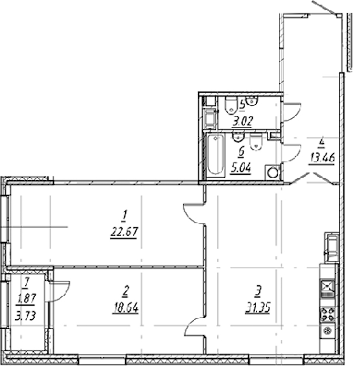 2-комнатная квартира 96.05 м², 3/11 эт., ЖК «е.волюция»