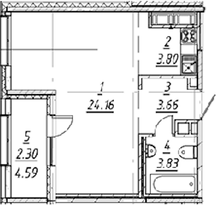 Квартира студия 37.75 м², 4/11 эт., ЖК «е.волюция»