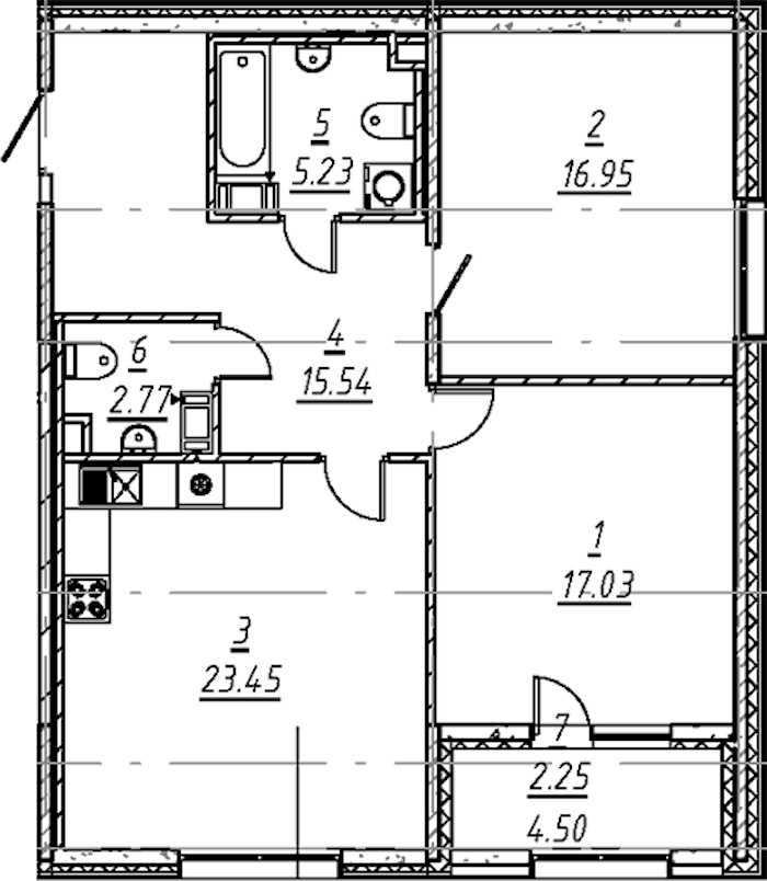 2-комнатная квартира 83.22 м², 2/5 эт., ЖК «е.волюция»